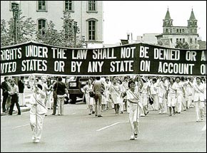 Photo: Women march in Washington supporting ratification of the Equal Rights Amendment, which BPW first formally endorsed on July 17, 1937. Credit: History Of Business and Professional Women/USA