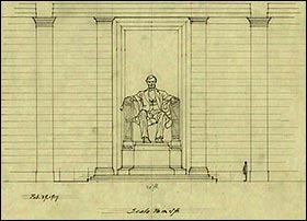 Photo: One of Henry Bacon's original sketches shows the placement of the Lincoln statue created by Daniel Chester French. Credit: Library of Congress 