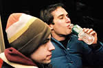 Jon Cotner drinking from his water bottle