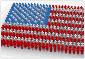 Illustration of U.S. Flag composed of many people