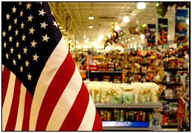 U.S. Flag in grocery store aisle