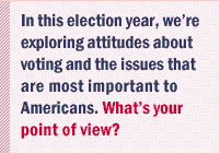 In this election year, we're exploring attitudes about voting and the issues that are most important to Americans. What's your point of view?