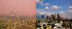 Comparison of LA skyline with smog and without smog